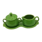 Fiesta Shamrock Green Creamer & Sugar Bowl Set with Tray ~ Retired Color
