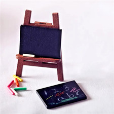 1/12 Scale Miniature Wooden Easel with Chalks Set and Assorted Dollhouse Items