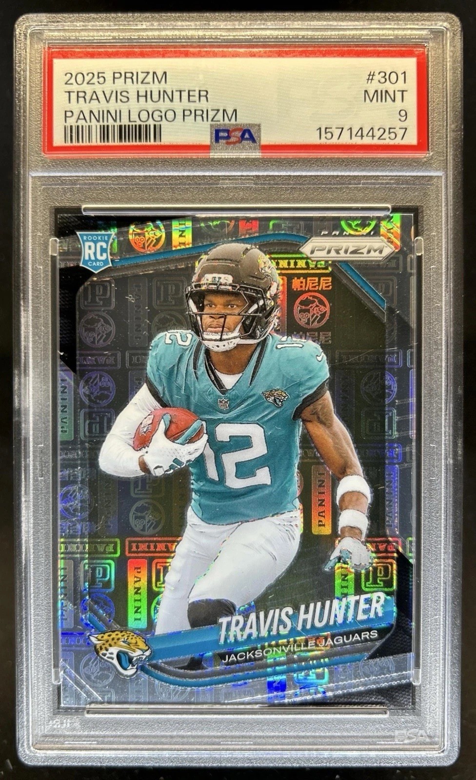 2025 Panini Prizm Travis Hunter Logo /20 Rookie RC PSA 9 Jaguars POP 2