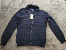 TEENS Polo Ralph Lauren Cable Knit Shawl Cardigan Classics Navy XL 18-20 