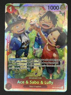 #ad One Piece Carrying On His Will Ace amp; Sabo amp; Luffy OP13 007 Super Rare $2.99