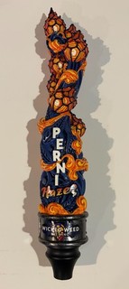 Wicked Weed Brewing Perni Haze Hazy IPA Beer Tap Handle Sculpted Orange Hops