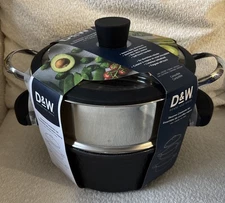 D&W Deane & White 9.5" Steamer Casserole Set Pan Pot Lid 4.5 QT Black