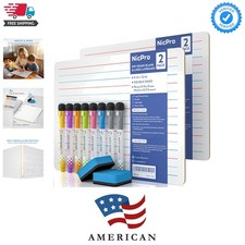 Dry Erase Lap Board 9 x 12 inches 2 Pack Ruled Kid Double Sided Blank  Lined...