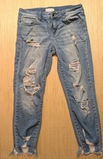 Cello Women  s Size 5 Skinny Jeans Blue Distressed Ripped Raw Hem Stretch WV74422
