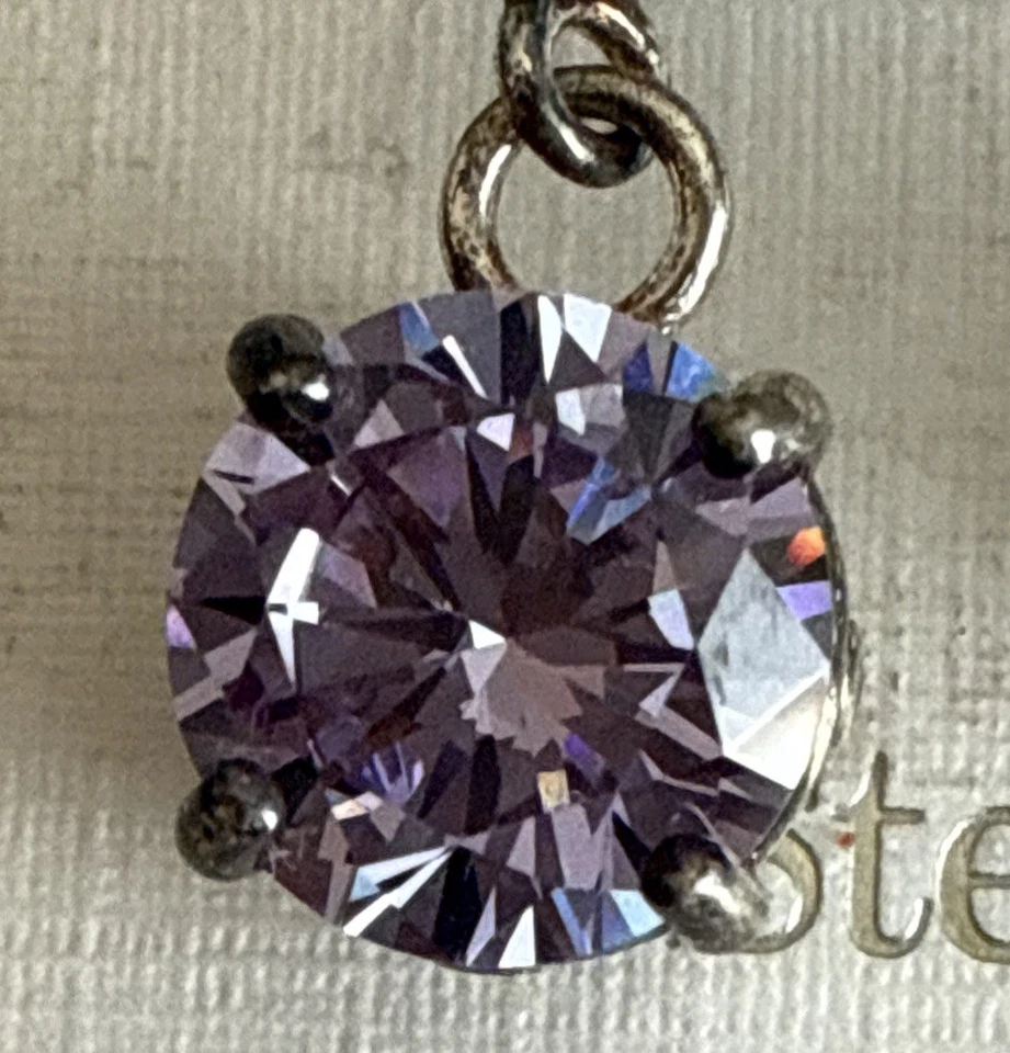 Pendientes colgantes perforados de plata de ley Talbots piedras moradas tarjeta original Foto 4 de 4