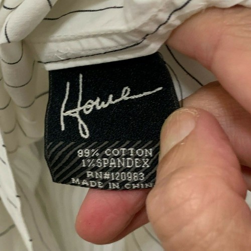 Howe Shirt Sz Large Mens, Button Up, Long Sleeve, White w/Black Stripes - Picture 5 of 6
