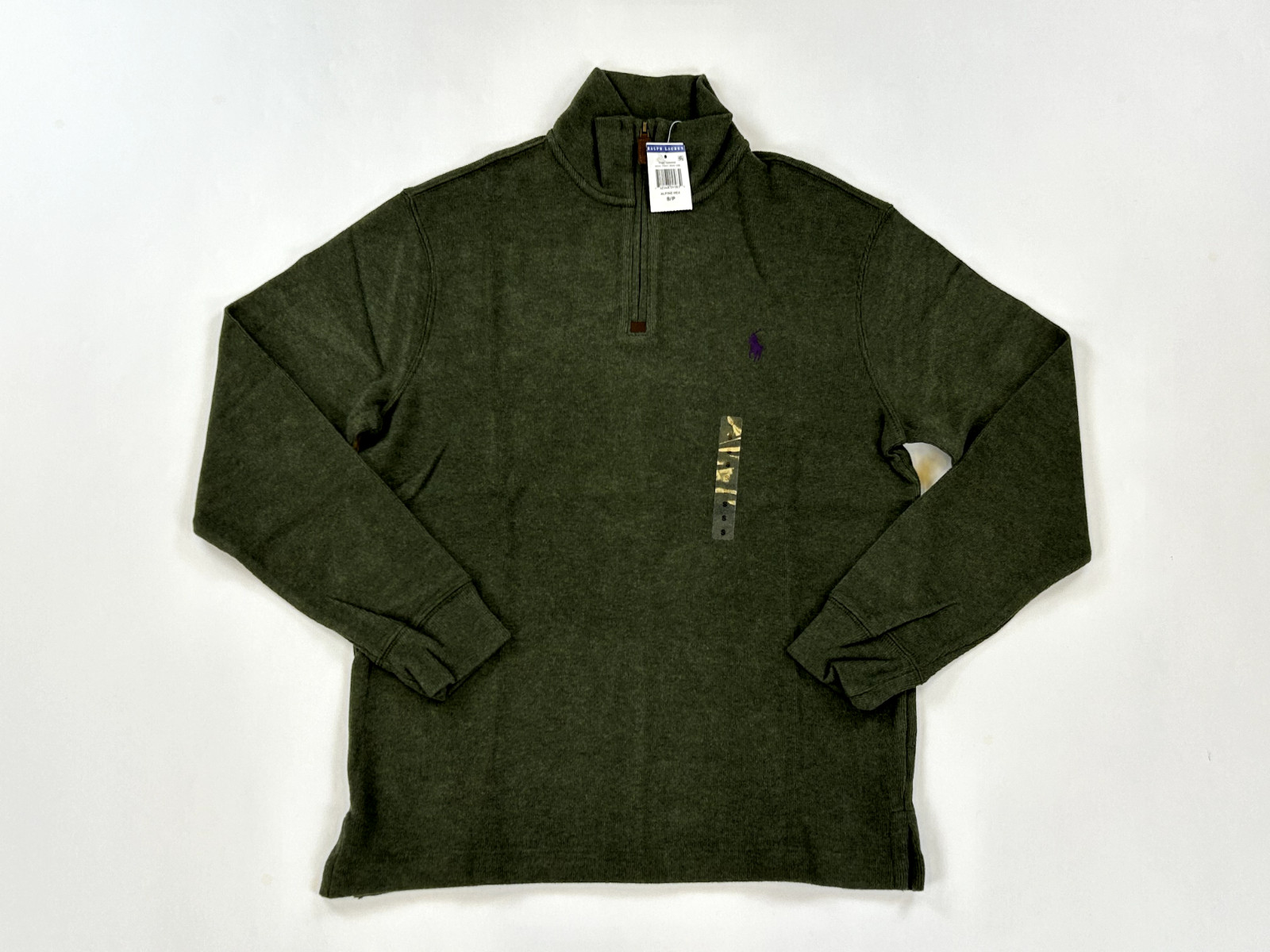 Поло Ralph Lauren с длинным рукавом и застежкой на молнию 1/2 - Зеленый (фиолетовый) - Размер: Маленький --