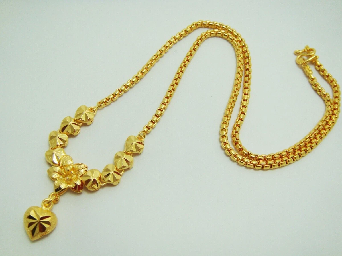 Necklace 22K 23K 24K Thai Baht Yellow Gold Plated Jewelry Women Girl Fashion 18