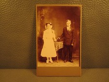 Edwardian Antique Cabinet Card Photo of Brother and Sisters, Boy and Girl