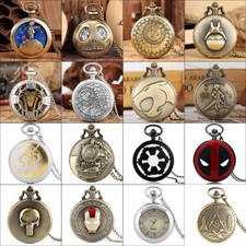 Steampunk Vintage Men's Quartz Pocket Watch with Necklace Chain Birthday Gifts