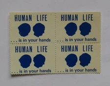 Cinderella BLOCK of 4  "HUMAN LIFE "IS IN YOUR HANDS  MNH OG SEE PICs  