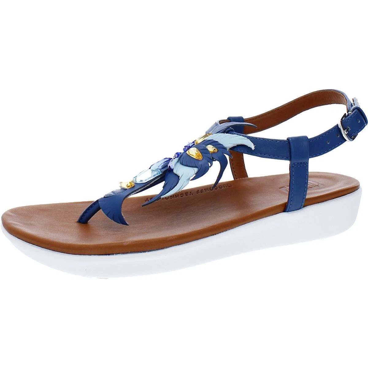 Fitflop Womens TIA CRYSTAL FEATHER Leather Casual Ankle Strap