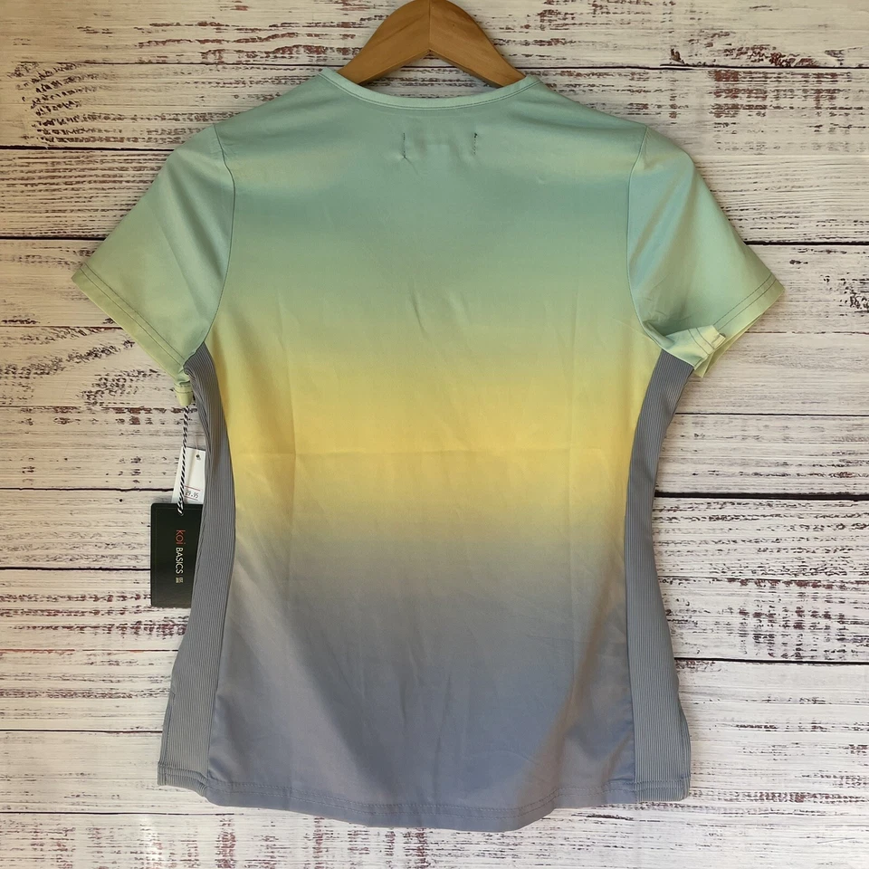 Koi Basics Cali Womens Scrub Top XXS Pastel Ombre Scrubs Shirt Medical - Image 2 of 4