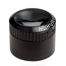 Kr&auml;uterm&uuml;hle schwarz Metall CHAMP HIGH Magnifier , Lupe im Deckel &Oslash; 50mm
