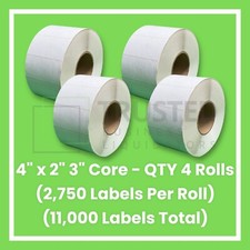 Zebra 4x2 Direct Thermal Labels Shipping Barcode 3in Core 4 Rolls 11K Total Bulk