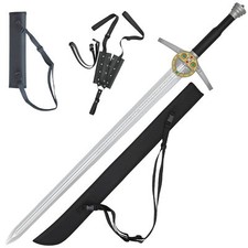 Fantasy Foam Sword Prop with Belt Options  Cosplay LARP Replica Silver