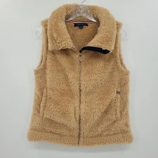 Tommy Hilfiger Women's Fuzzy Faux-Fur Vest Beige Small