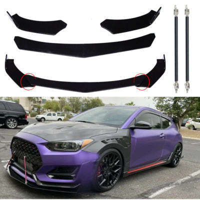 For Hyundai Veloster N Front Bumper Lips Spoiler Splitter+Strut Rods Body Kits
