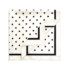 women's silk Square scarf black and white Polka dot 100% silk handmade 35" 89cm