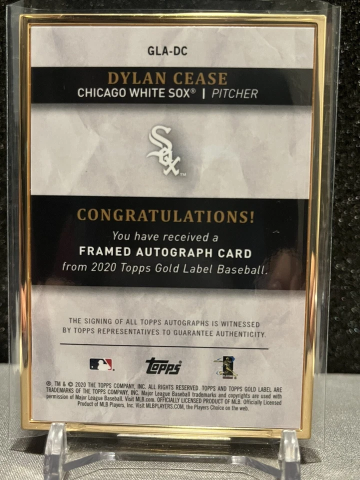 2020 Topps Gold Label Dylan Cease #GLA-DC Gold Framed Rookie Auto Black #45/75 - Image 2 of 2