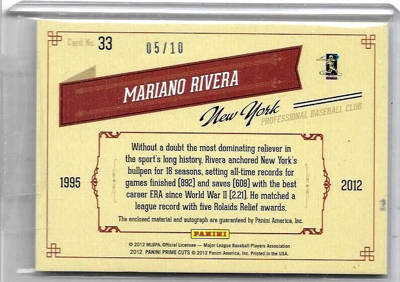 玛丽亚诺·里维拉 2012 年 PLAYOFF PRIME CUTS 3 JERSEYS & 认证亲笔签名 #/10 — 第 2/2 张图片
