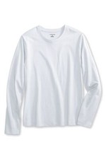 Lands' End Girls Long Slv Essential T-shirt White S NWOT 504 