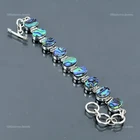 Valentines Deal Abalone Shell Gemstone Sterling Silver Bezel New Chain Bracelet