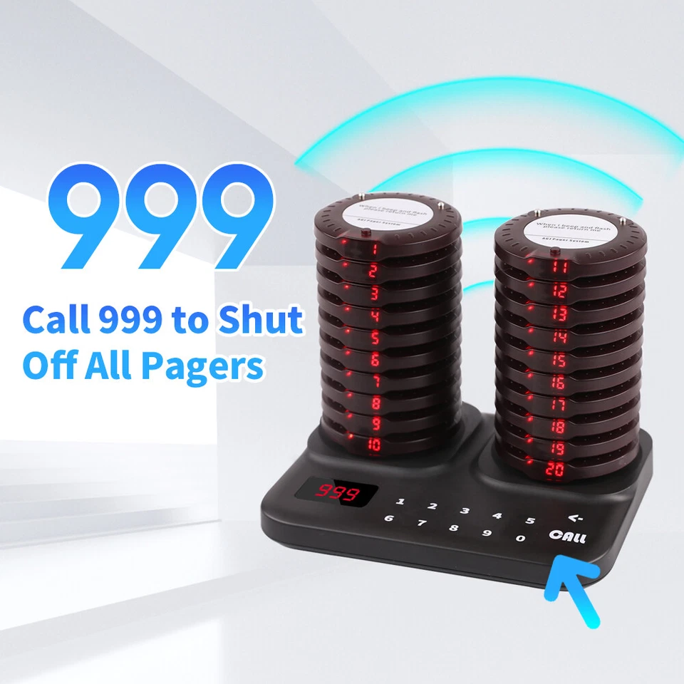 Drahtloses Restaurant Pager System Dual Ladestation Untersetzer Summer für Court Foo - Bild 2 von 4