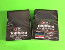 50 TOPLOAD CARD HOLDERS, BLACK BORDER, FOR TRADING CARDS,12M 3 X 4 RIGID PLASTIC