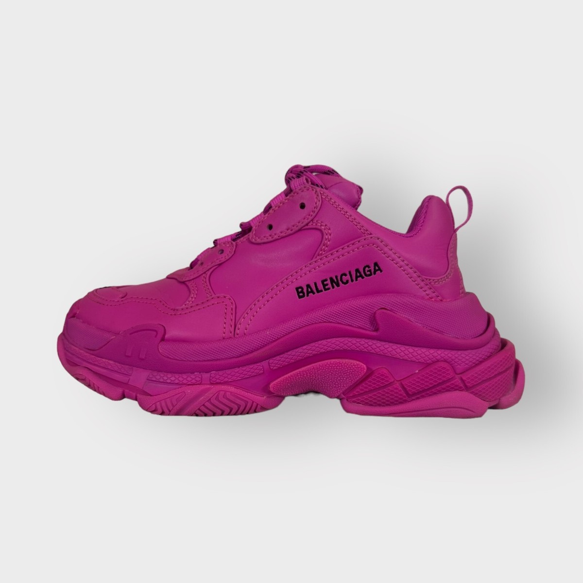 Authentic Balenciaga Triple S Shoes Pink Vegan Leather Sneakers