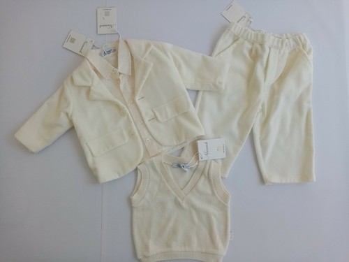 Completo neonato da battesimo 4pezzi Ninnaoh. giacca, camicia, gilet e  pantalone | eBay