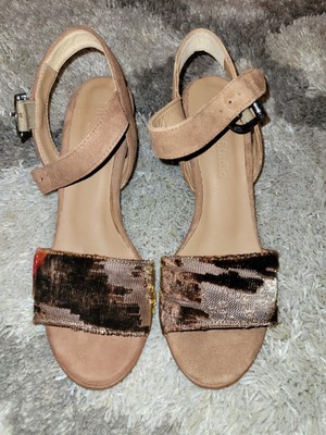 Firenze.Studio GiGi Cognac Mid Heel Open Toe Sandals Shoes Women s Sz. 7.5 New