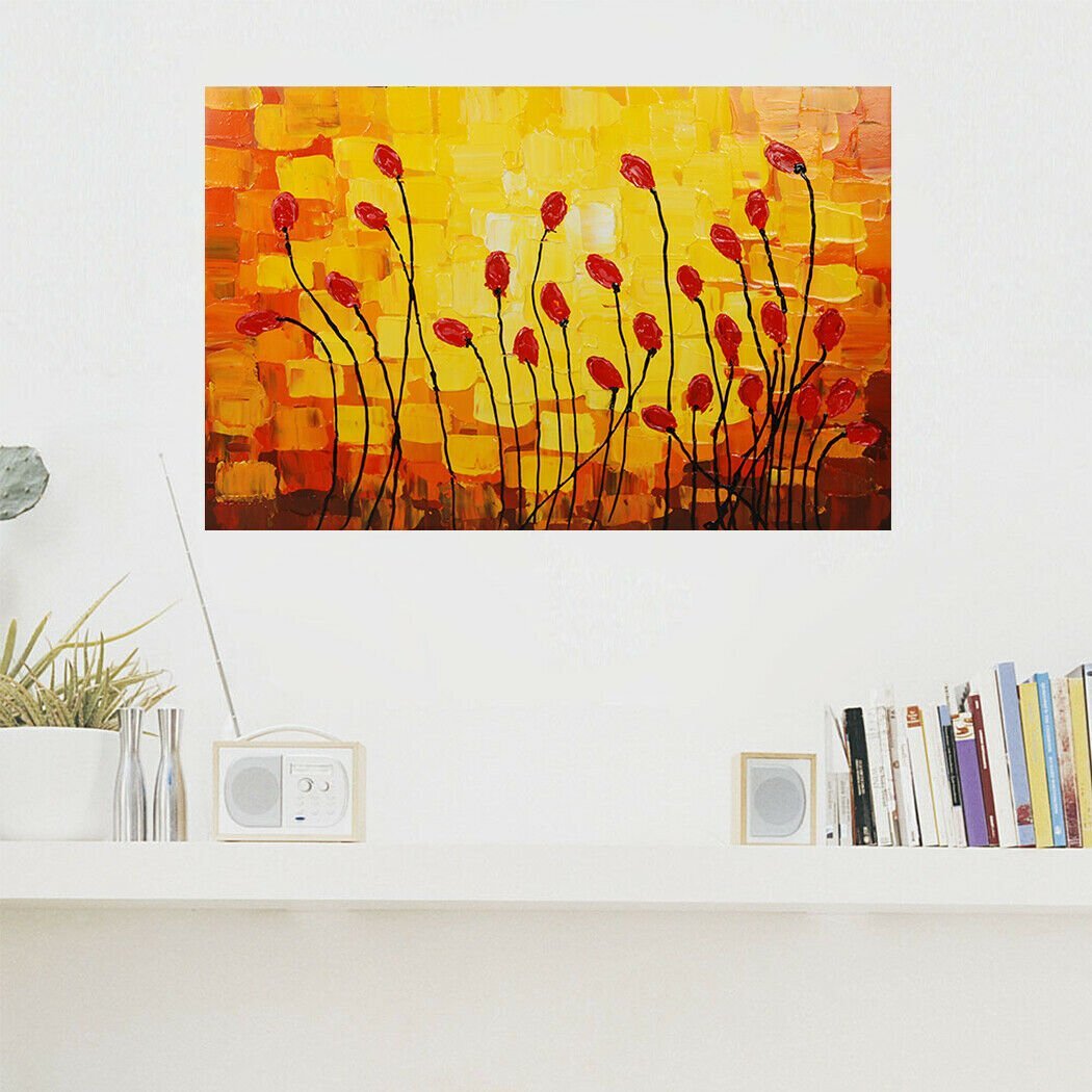 Wood Frame Modern Art Canvas Hand Painted Oil Painting Home Decor - Lily Bud