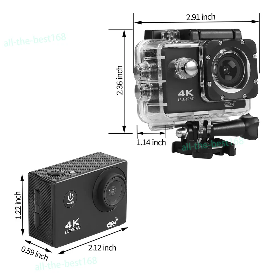 4K Sports Go Pro 170° HD Action Camera Ultra 16MP WiFi Waterproof Remote Control - Image 3 of 4