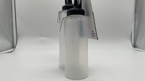 OXO GOOD GRIPS CHEFS SQUEEZE BOTTLE SET OF 2 BRAND NEW CLEAR WITH CAPS - Picture 2 of 4