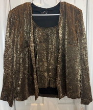 R&M RICHARDS CAMI IN JACKET GOLD SIZE 16 POLYESTER RAYON MADE IN USA NWT