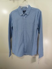 New George Dress Shirt Size S 34 36 Blue Button Up Front Long Sleeve Pocket