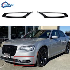 2Pcs Gloss Black Front Fog Light Cover Trim Bezels For Chrysler 300 2015-2023