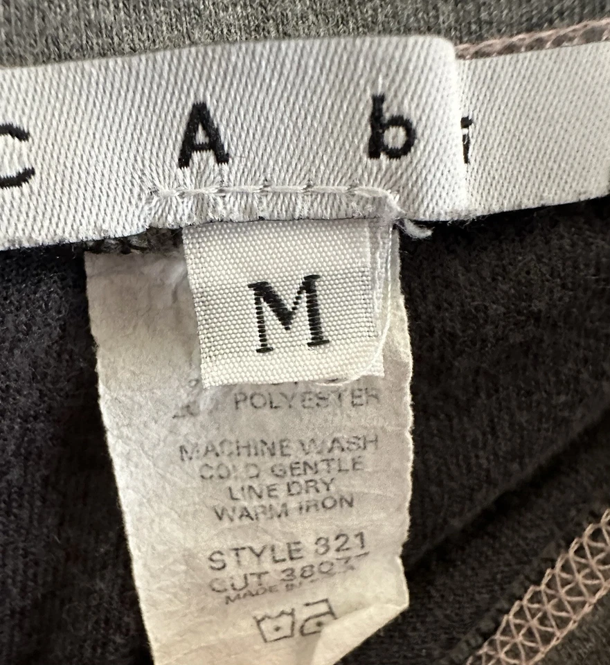 CAbi Black Velour Pull On Lounge Pants Embroidered Floral Patch Sz M - Image 3 of 4