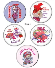 #4 Button Magnet combo, 5 pieces TABLE FAVORS FOR THE RED HAT LADY OF SOCIETY