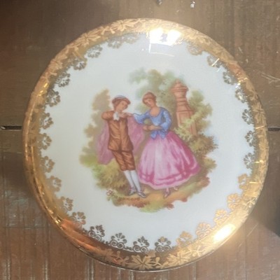 Limoges Porcelain Collector Plate Limoges France Gold Trim Courting Couple