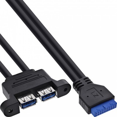 InLine  USB 3.2 Gen.1 Kabel, Mainboard intern zu 2x USB-A Buchse, 0,45m