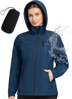 Damen Regenjacke Wasserdicht Atmungsaktiv Leicht Marineblau XXL - Bild 1 von 4