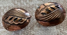 VINTAGE COPPER LEAVES CUFF LINKS - MADE IN USA - SWIVEL BACK EXCELLENT CONDITION