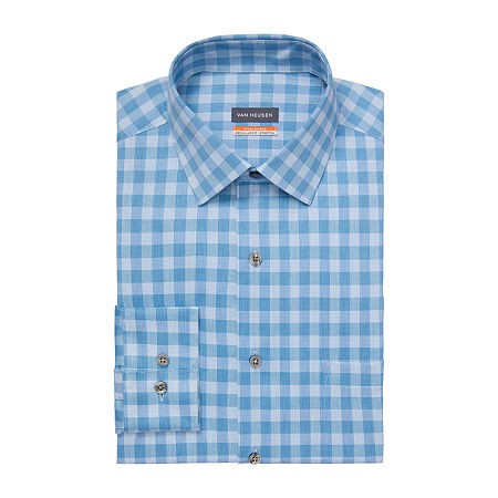 Мужская рубашка Van Heusen обычного кроя среднего размера 15-155 32-33 в клетку Голубая лагуна 5490₽