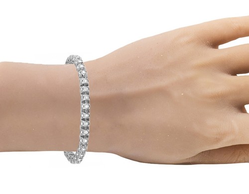 Men's 10k Solid White Gold Prong 3D Solid Tennis Diamond Bracelet 2 1/2ct 8.2... - Picture 6 of 6