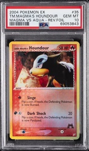 POKEMON EX TEAM MAGMA VS TEAM AQUA #35 TEAM MAGMA'S HOUNDOUR-REVERSE FOIL PSA 10