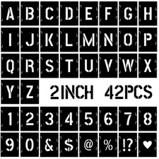 42 Pcs 2 Inch Alphabet Letters Numbers Stencils for Crafts Spray Painting Plasti