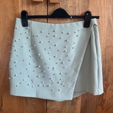 MissPap Skort Size 12 Mint Green Pearl Embelished Tailored Pastel Girly Club